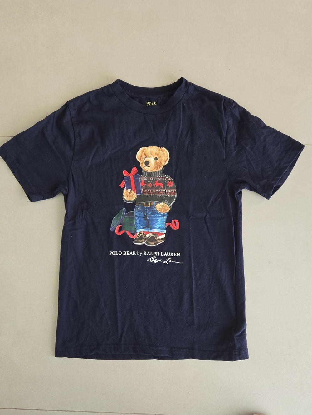 Polo by Ralph Lauren Boys Navy Polo Bear Gift Graphic Tee Size M (10-12)